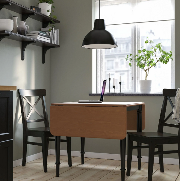 DANDERYD folding kitchen table, pine veneer-black, seats 2-4, 74/134x80 cm