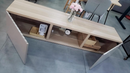 BESTÅ TV bench with doors,180x40x38 cm/BESTÅ shelf, glass, 56x36 cm/SELSVIKEN door/drawer front-gloss beige, 60x38 cm/BESTÅ Soft closing/push-open hinge
