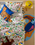 NATTHÄGER Duvet cover and pillowcase, multicolour/jungle, 150x200/50x60 cm