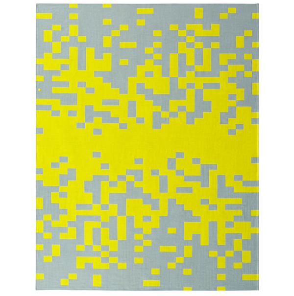 BRÄNNBOLL Throw, pale blue/bright yellow, 130x170 cm