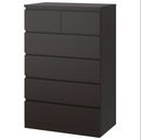 MALM Chest of 6 drawers, black-brown, 80x123 cm
