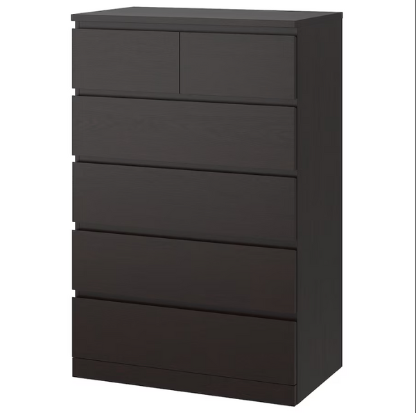 MALM Chest of 6 drawers, black-brown, 80x123 cm