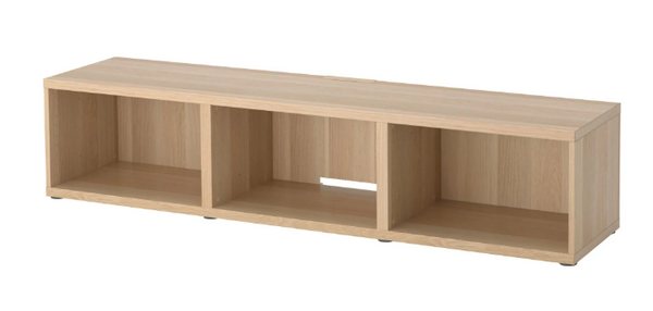 BESTÅ tv bench frame, white stained oak effect, 180x40x38 cm