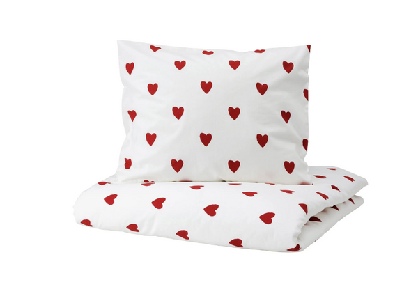 BARNDRÖM single duvet cover sets, white/red, 150x200/50x60 cm
