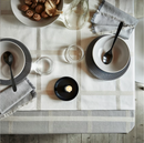 NISSÖGA Tablecloth, beige/white, 57x94 "