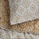 ORMÄNGSFLY Duvet cover and pillowcase, yellow-beige/white, 150x200/50x80 cm