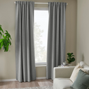 ROSENMANDEL blackout curtain, 1 pair, grey, 135x300 cm, block out, polyester