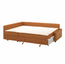 FRIHETEN / KLAGSHAMN Corner sofa-bed with storage, Faringe brown-orange