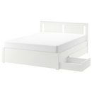 SONGESAND Bed frame with 2 storage boxes, white, 160x200 cm