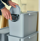 TRÖSKNING Bin with lid, light grey-blue, 25 l