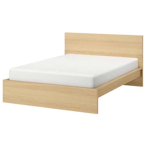 MALM Bed frame, high, white stained oak veneer, 180x200 cm/MALM bedside drawer, white stained oak veneer, 200 cm, 2 pack