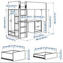 SMASTAD Loft bed frame w desk and storage, white, 90x200 cm