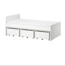 SLAKT Bed frame, white, 90x200 cm / LURÖY Slatted bed base, 90x200 cm