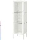 BAGGEBO Glass-door cabinet, metal/white, 34x30x116 cm