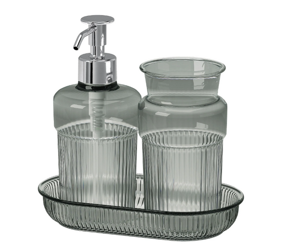 BROFJARDEN 3-piece bathroom set, grey