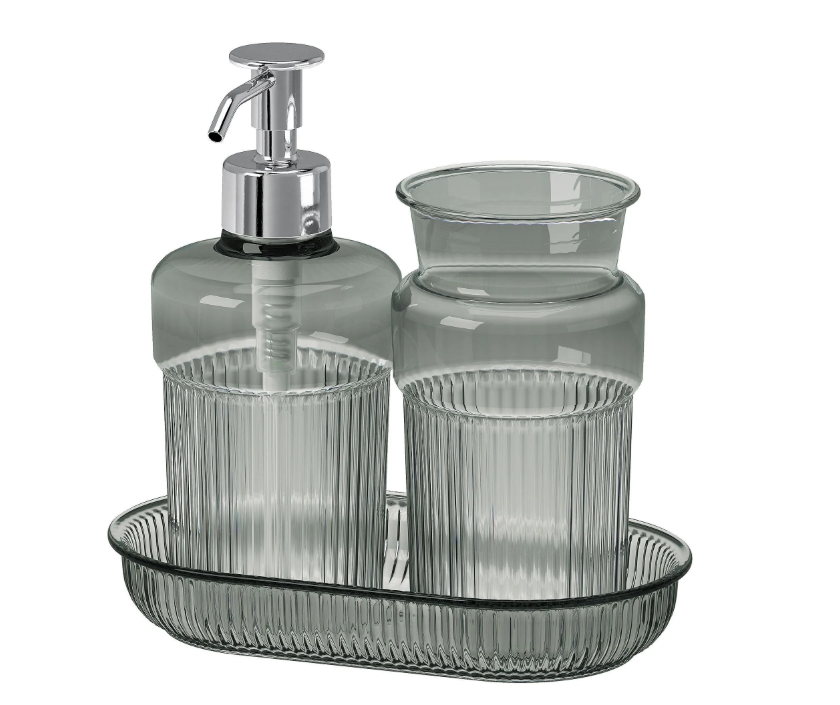 BROFJARDEN 3-piece bathroom set, grey