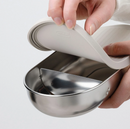 HALVVARM steel food container with lid, stainless steel/beige, 0,7 l