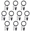 SYRLIG Curtain ring with clip and hook, black, 25 mm
