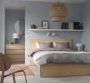 MALM Bed frame, high, white stained oak veneer, 180x200 cm/MALM bedside drawer, white stained oak veneer, 200 cm, 2 pack