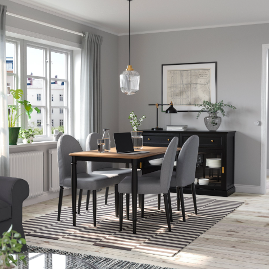 DANDERYD Dining table, pine veneer-black, 130x80 cm