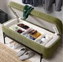 VALTORP Bench, with storage/Samsala dark yellow-green, 103 cm