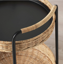 LUBBAN side table on castors, rattan-anthracite