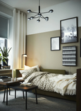 SKONABACK 2-seat sofa-bed, vissle yellow/green