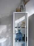 BAGGEBO Glass-door cabinet, metal/white, 34x30x116 cm