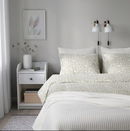 SORGMANTEL Duvet cover and 2 pillowcases, white/green, 200x200/50x60 cm