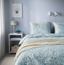 CYMBALBLOMMA Duvet cover and pillowcase, white/blue, 150x200/50x60 cm