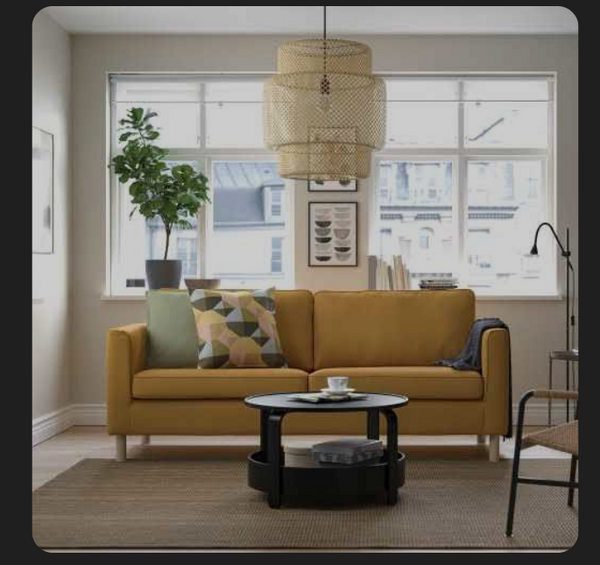 PÄRUP Cover for 3-seat sofa, Vissle yellow-brown