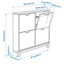 STALL Shoe cabinet with 4 compartments, white, 96x17x90 cm