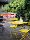 SUNDSÖ foldable table, high-gloss yellow, 65x65 cm