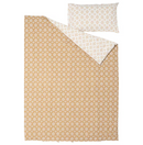 ORMÄNGSFLY Duvet cover and pillowcase, yellow-beige/white, 150x200/50x80 cm