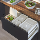 HALLBAR Bin with lid, light grey, 22 L