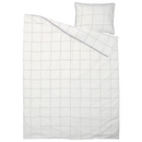 BREDVECKLARE Duvet cover and pillowcase, white blue/check, 150x200/50x60 cm