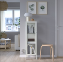 BAGGEBO Glass-door cabinet, metal/white, 34x30x116 cm