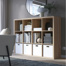 KALLAX Open Shelving Unit, white stained oak effect, 112x147 cm