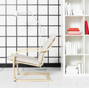 POANG Armchair frame with low back, birch veneer with cushion, Katorp ecru-beige