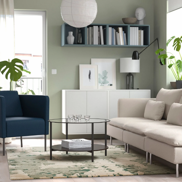 RINGKLOCKA large rug, green-off white, 160x230 cm