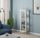 BAGGEBO Glass-door cabinet, metal/white, 34x30x116 cm