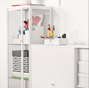 BAGGEBO Glass-door cabinet, metal/white, 34x30x116 cm