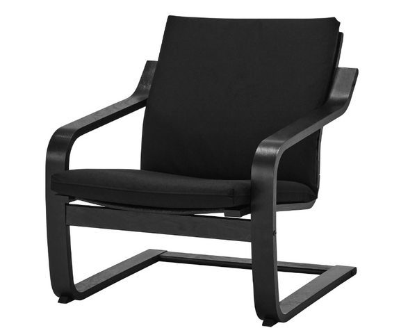 POANG Armchair frame with low back, black-brown / POANG cushion, vissle black
