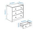 RAST chest of 3 drawers, pine, 62x70 cm