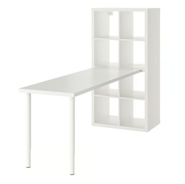 KALLAX/LINNMON/INLAGG/OLOV desk combination, white, 77x139x147 cm