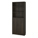 BILLY bookcase 80x28x202 dark brown/OXBERG Bookcase with doors, dark-brown oak effect,40x97 cm