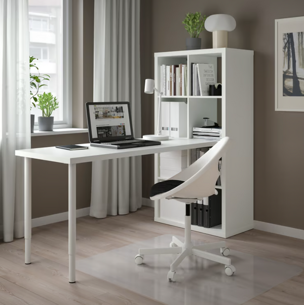 KALLAX/LINNMON/INLAGG/OLOV desk combination, white, 77x139x147 cm