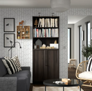 BILLY bookcase 80x28x202 dark brown/OXBERG Bookcase with doors, dark-brown oak effect,40x97 cm