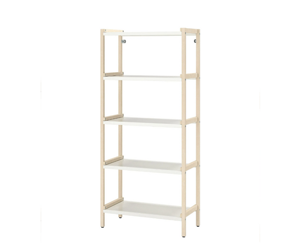 EKENABBEN open shelving unit , white/aspen, 70x34x154 cm