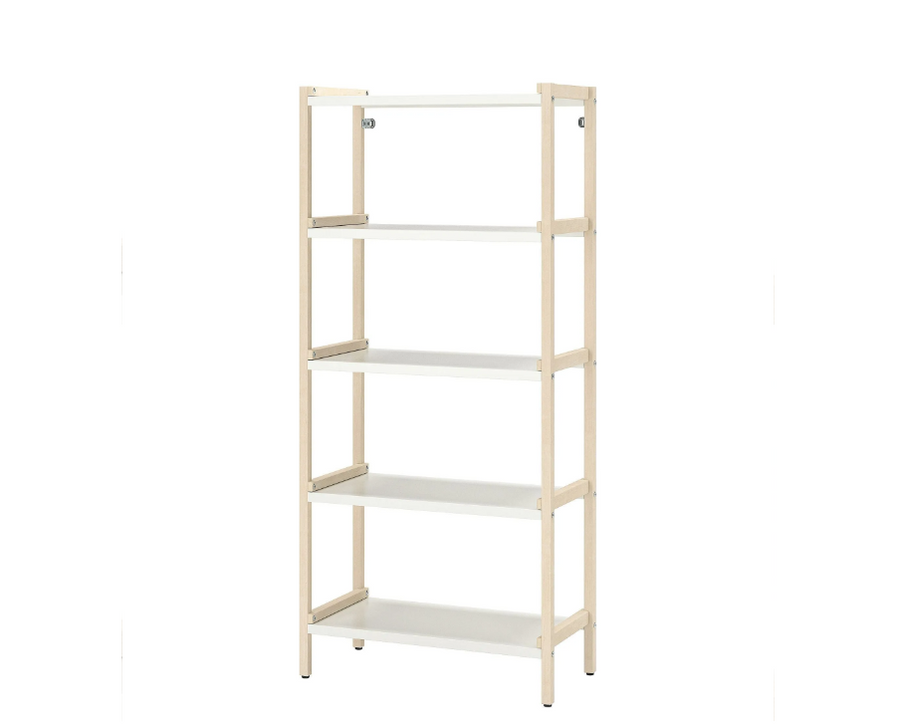 EKENABBEN open shelving unit , white/aspen, 70x34x154 cm